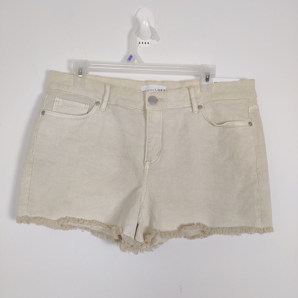 LOFT High-Waisted Frayed Hem Denim Shorts - Size 30 NEW Raw Hem Jean Shorts